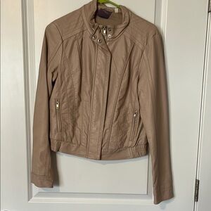 Harper Tan Leather Jacket Casual Structured Design